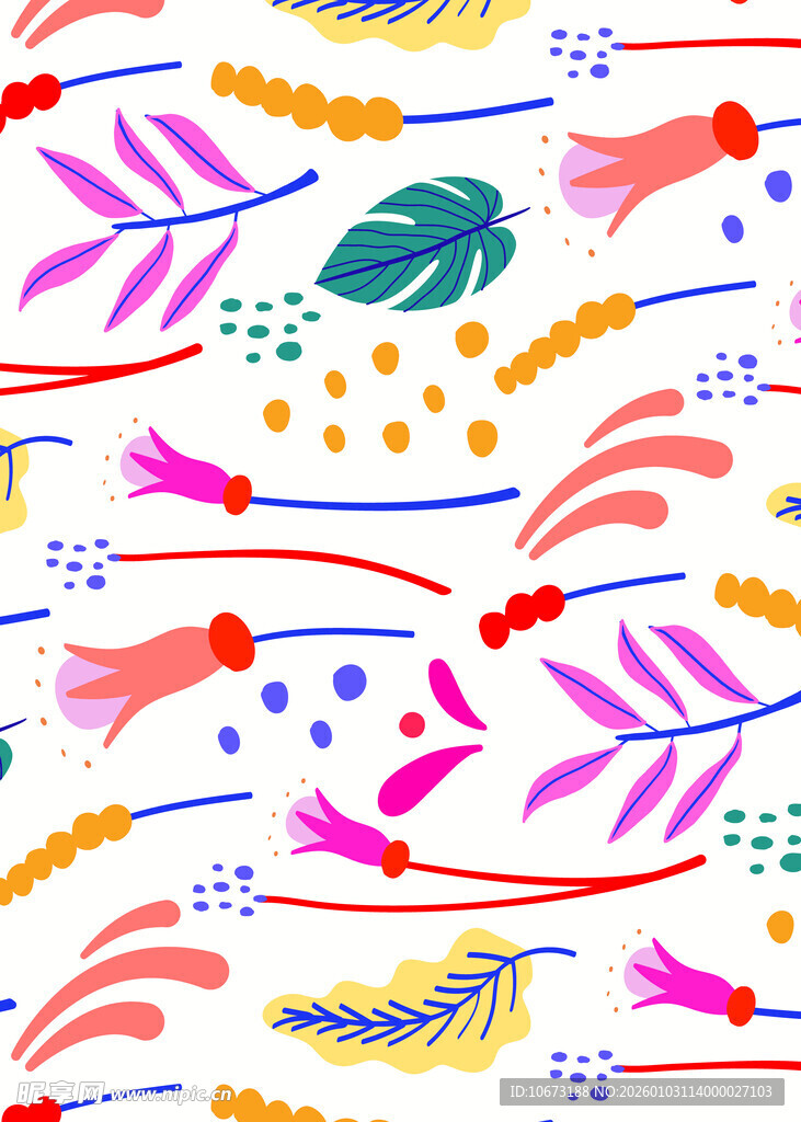 多彩花卉羽毛图案背景