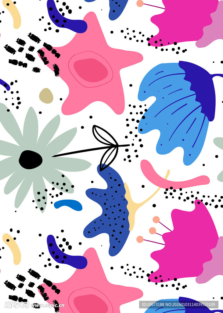多彩抽象花卉图案设计
