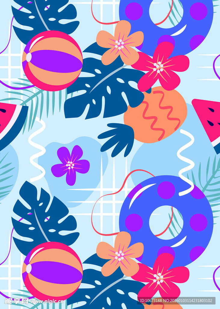 夏日缤纷度假风图案