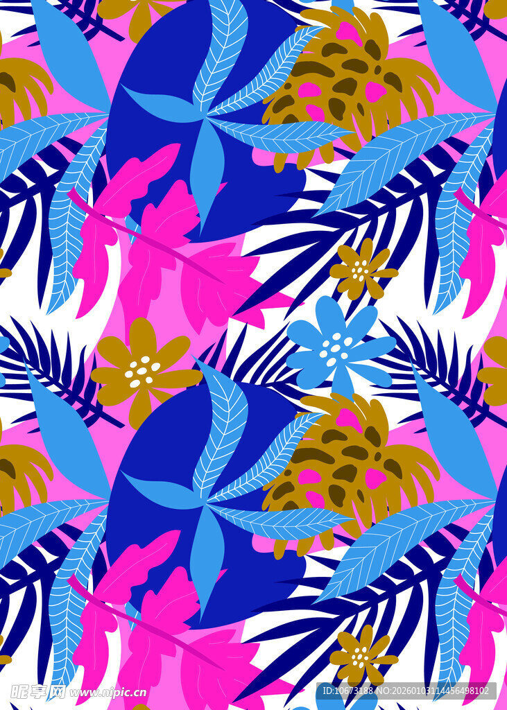 热带植物花卉图案背景