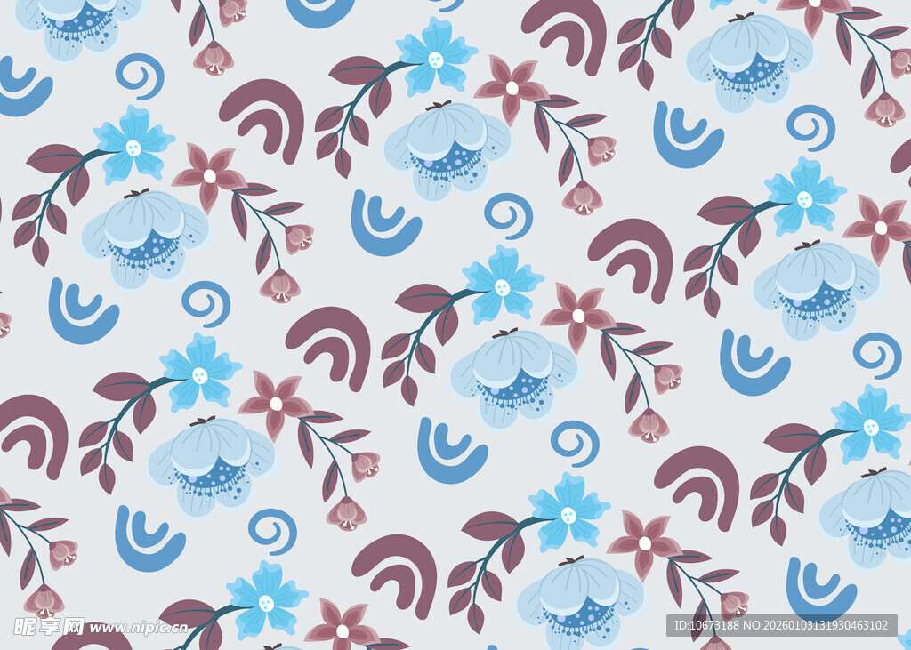 蓝紫花卉图案背景纹理