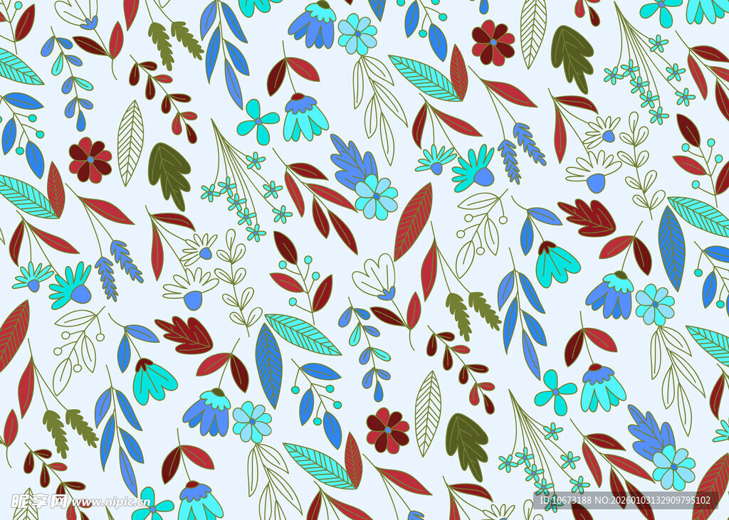 多彩花卉植物图案背景