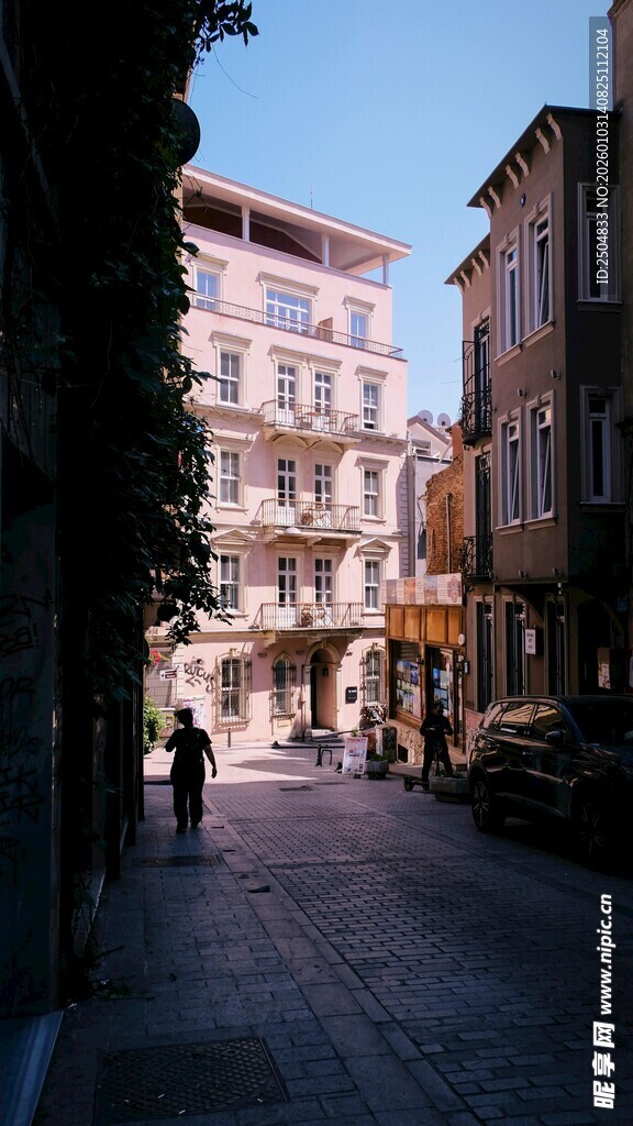 古老街道的悠闲城市风景