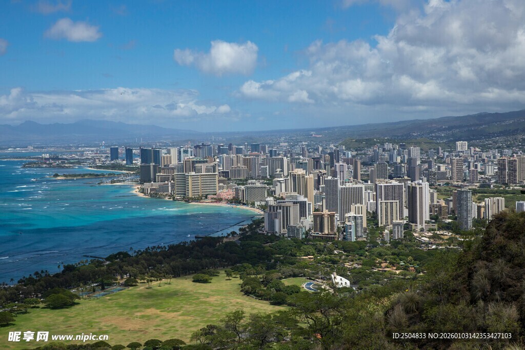 夏威夷城市海岸美丽风光