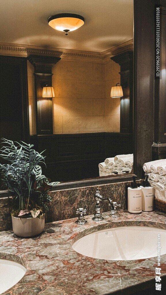 豪华浴室双洗手台场景