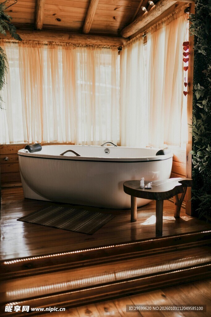 木质温馨风室内浴缸场景
