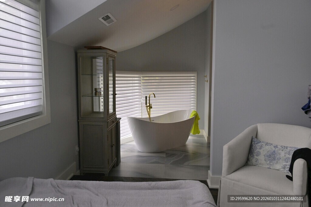 简约风卧室与浴室连通空间