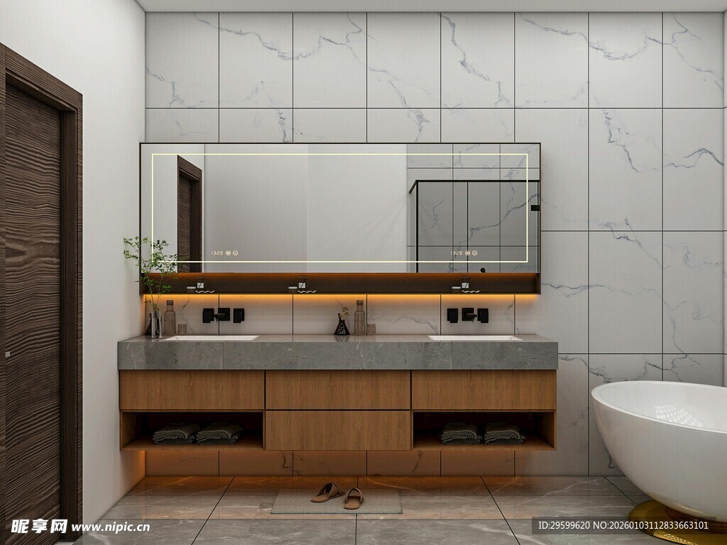 现代简约风浴室双台盆设计