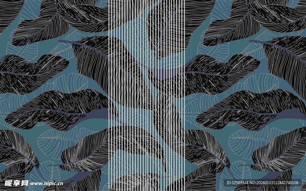 蓝底黑色飞鸟图案纹理