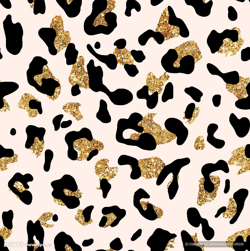 豹纹黑金图案纹理背景