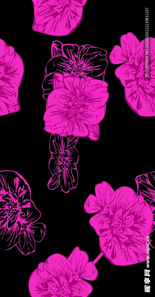 粉色花卉图案设计素材