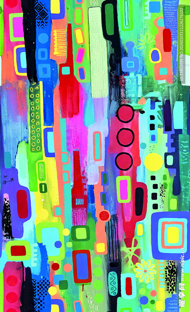 多彩几何图案抽象艺术画