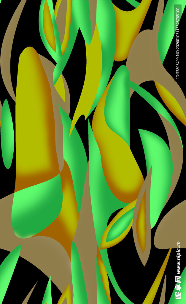 抽象动感黄绿线条图案