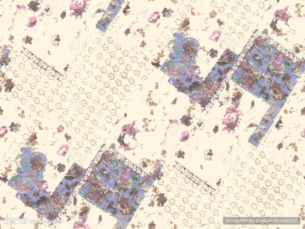 复古花卉图案布料纹理