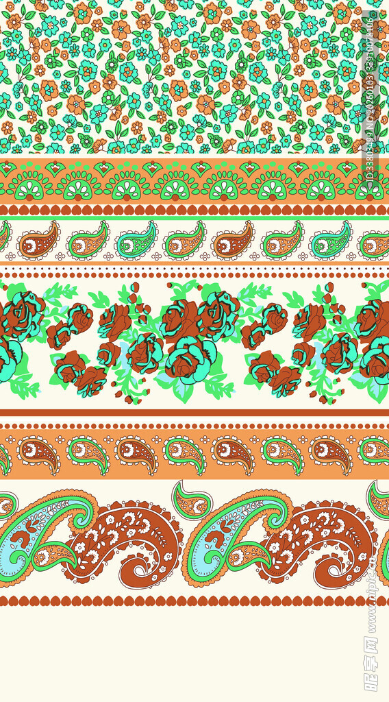 复古民族风彩色花纹图案