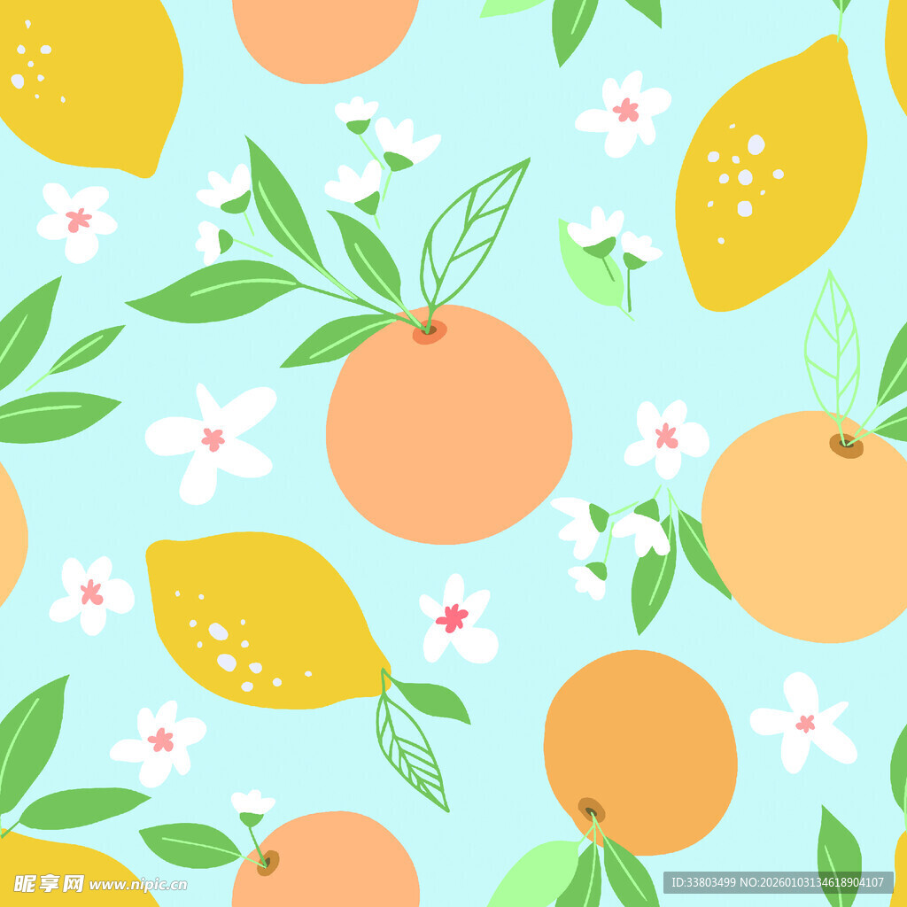 清新水果花卉图案背景