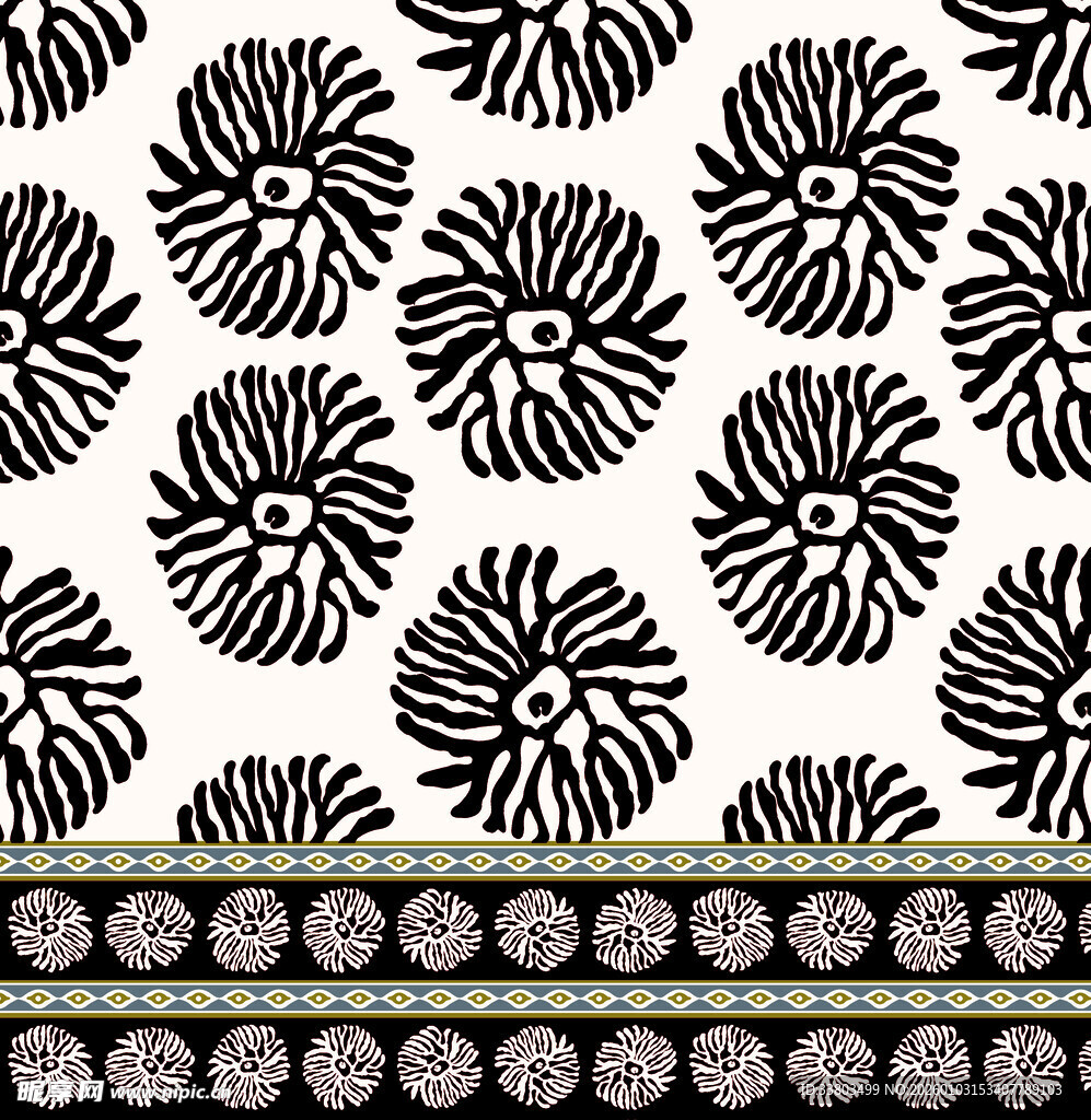 黑白花卉图案装饰纹理