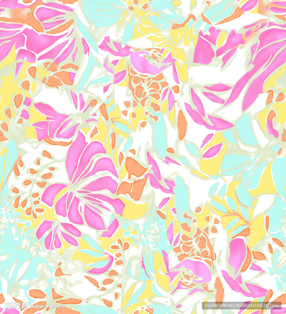 热带花卉抽象图案背景