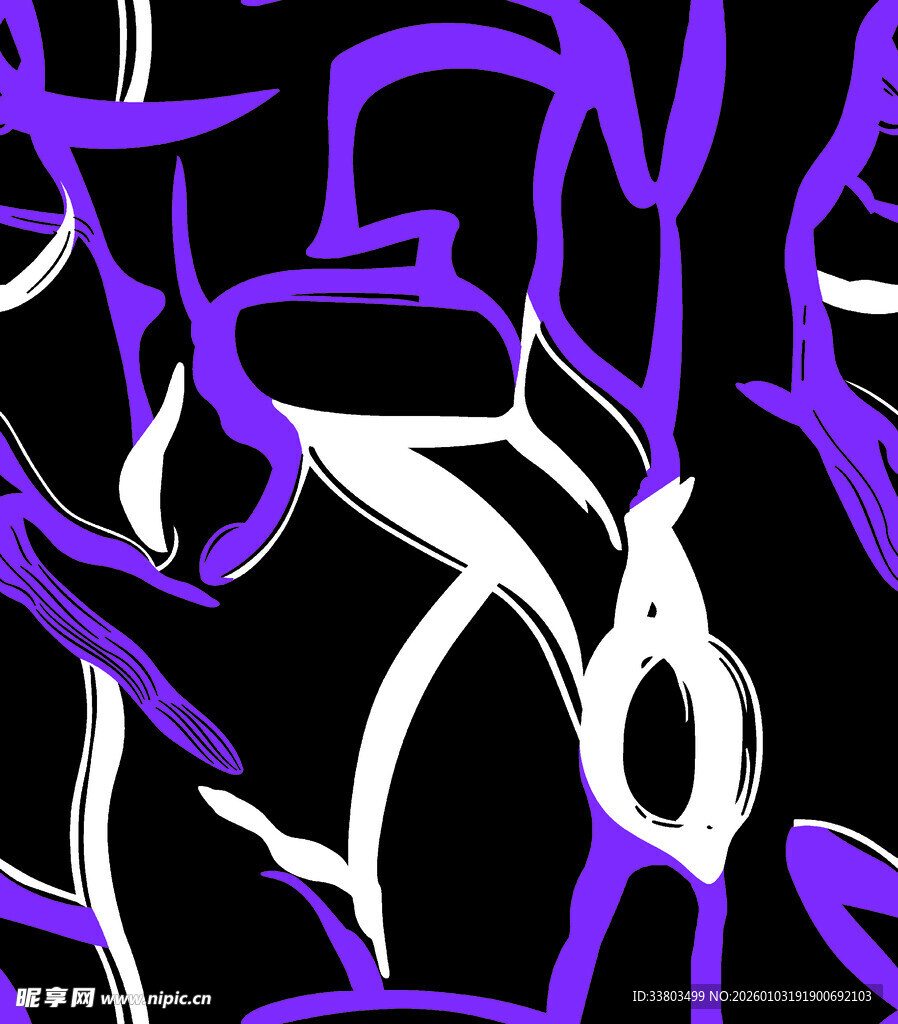 紫色白色涂鸦艺术图案