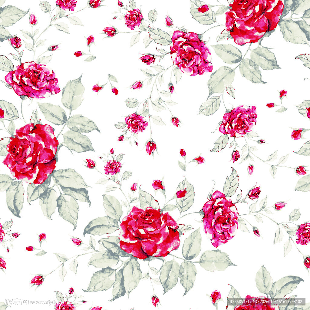 复古风红玫瑰花图案背景