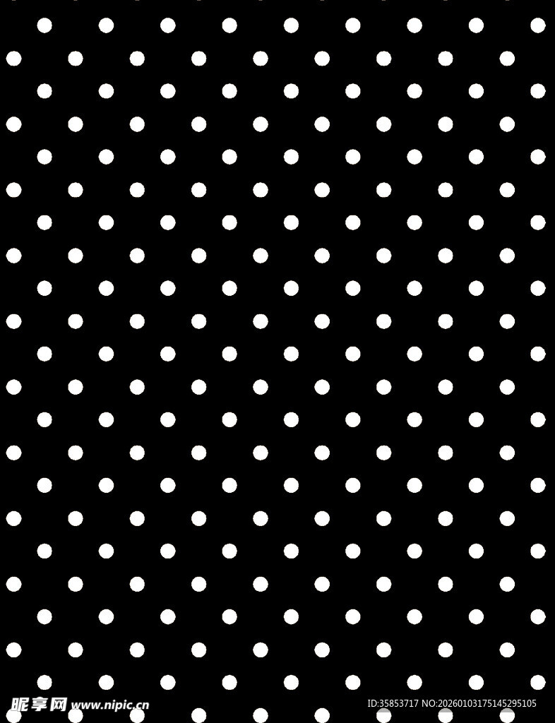黑色背景白色波点图案