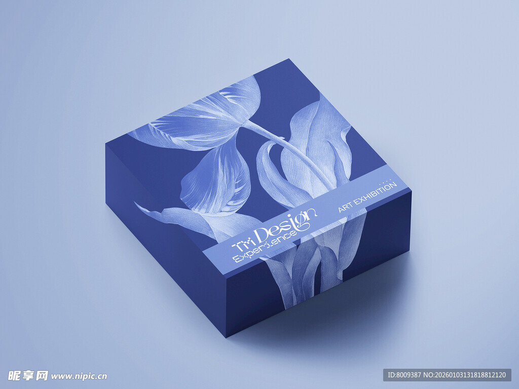 蓝底花卉图案精美包装盒