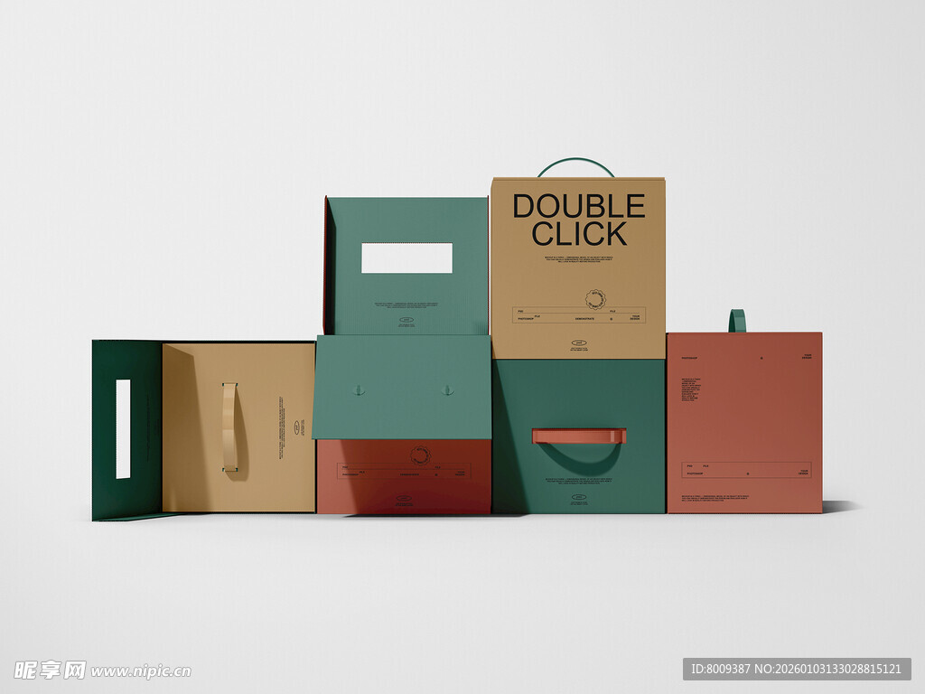 多彩时尚购物袋堆叠展示