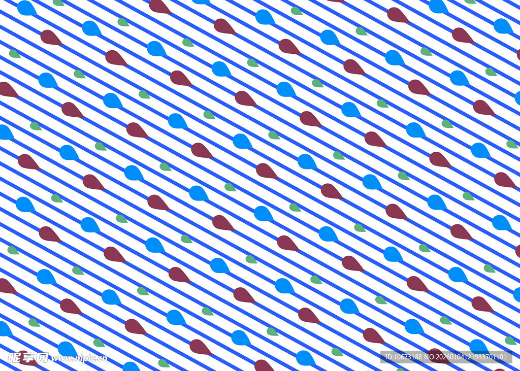 蓝底多彩线条圆点图案