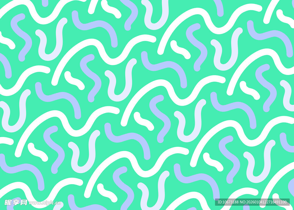 清新蓝绿波浪纹图案背景
