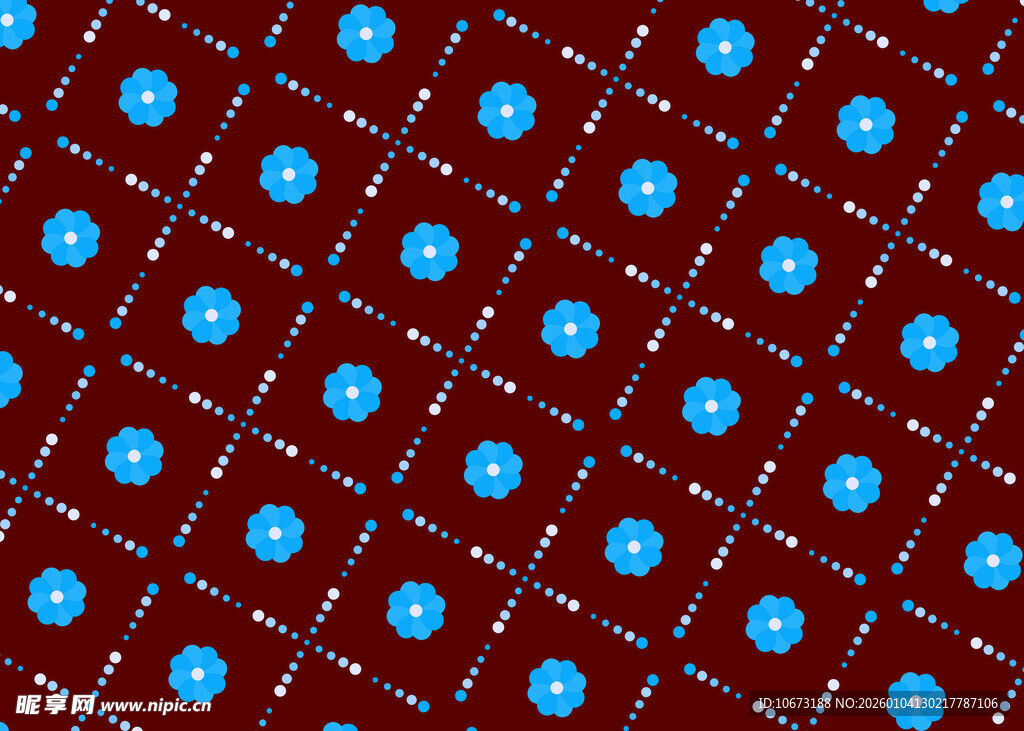 红色底蓝色圆点几何图案