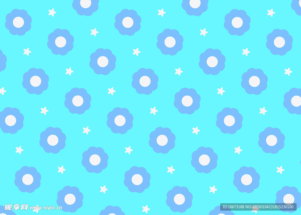 蓝底小花无缝图案背景