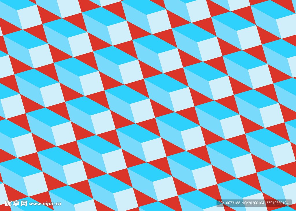 红蓝立体方块图案背景