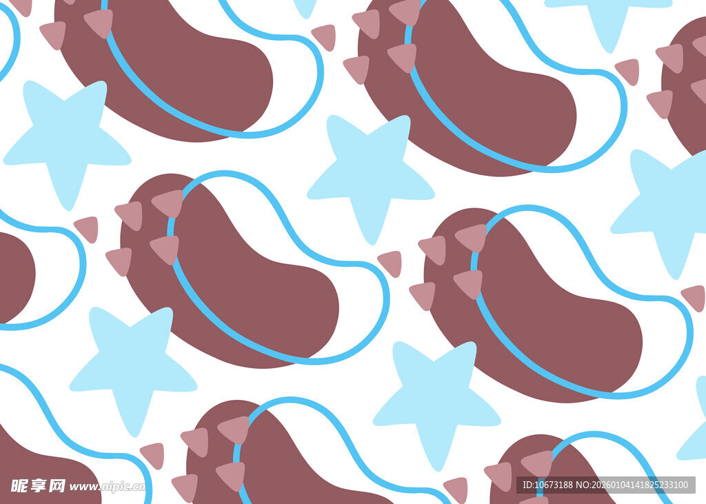 星星环绕的卡通豆子图案