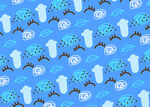 蓝色卡通图案无缝背景图