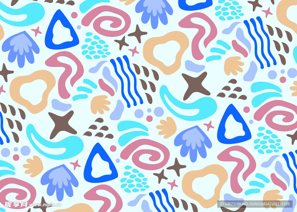 海洋元素卡通无缝图案