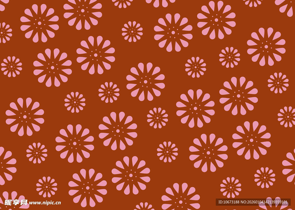 红色花卉图案背景纹理