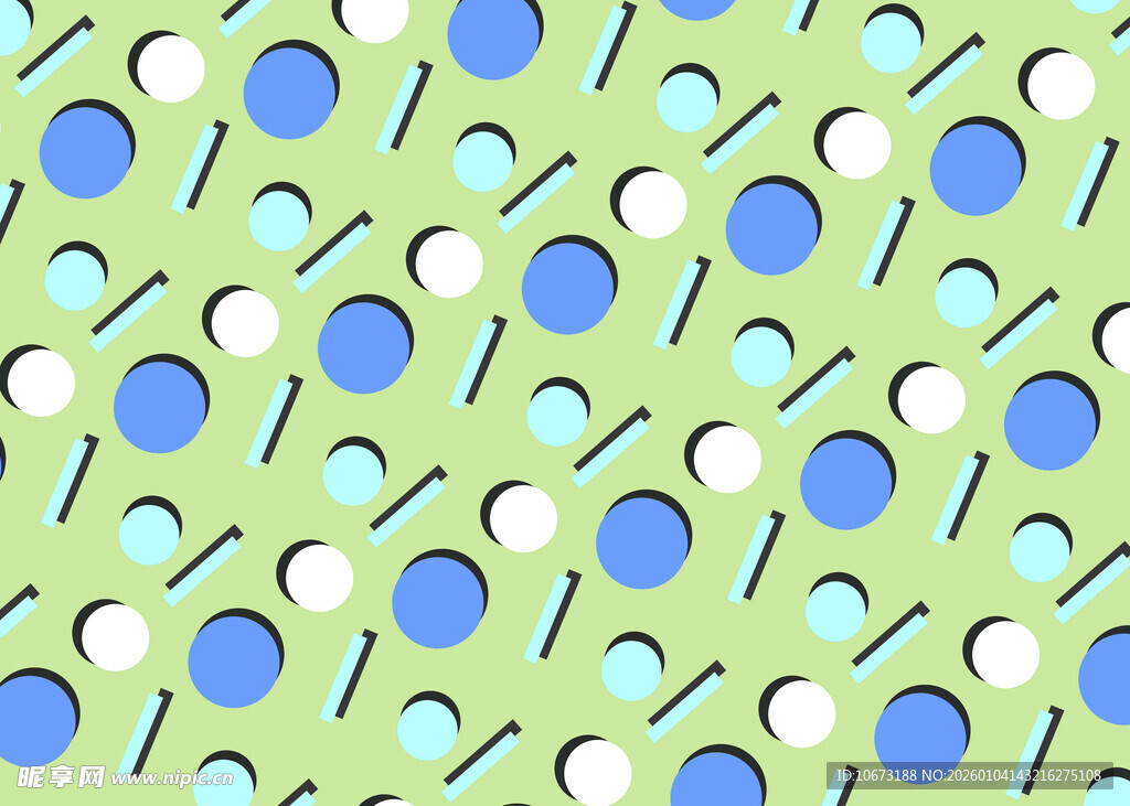 绿色背景的多彩圆点图案