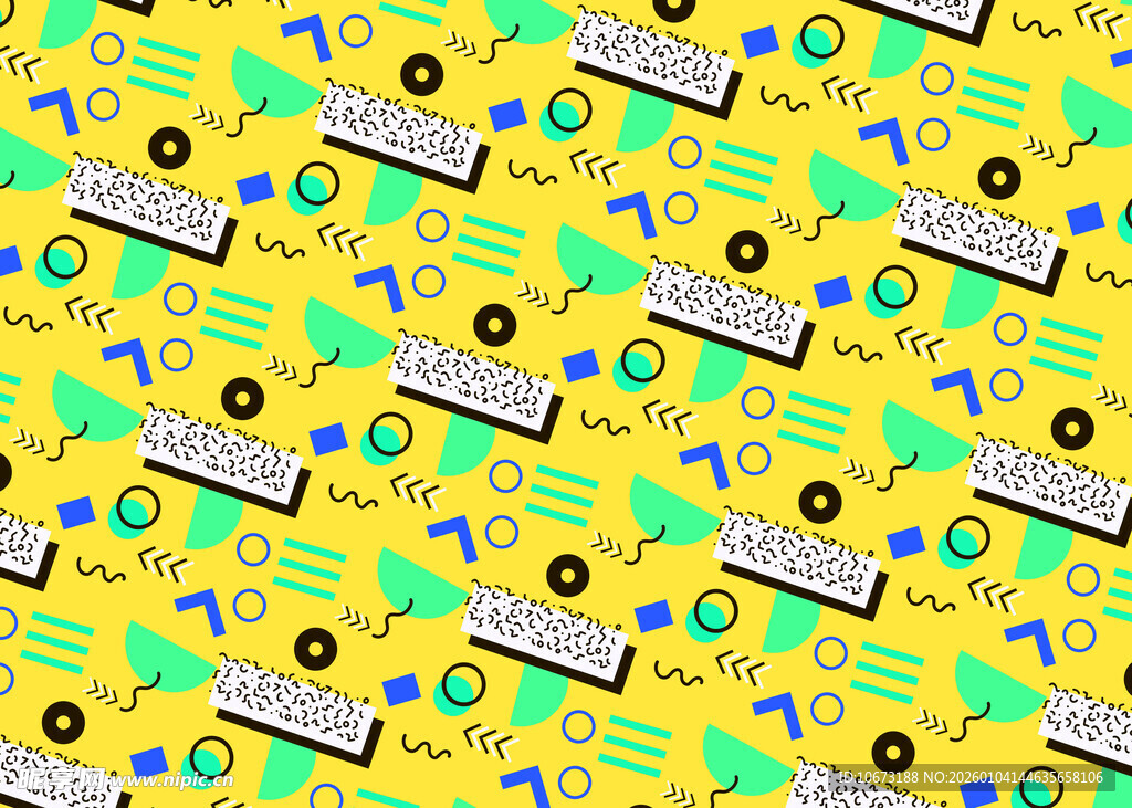 多彩几何元素无缝图案