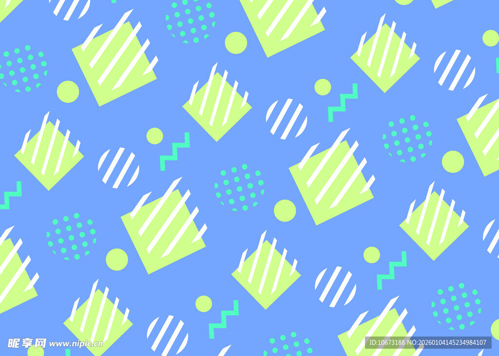 蓝底黄绿图案几何背景图