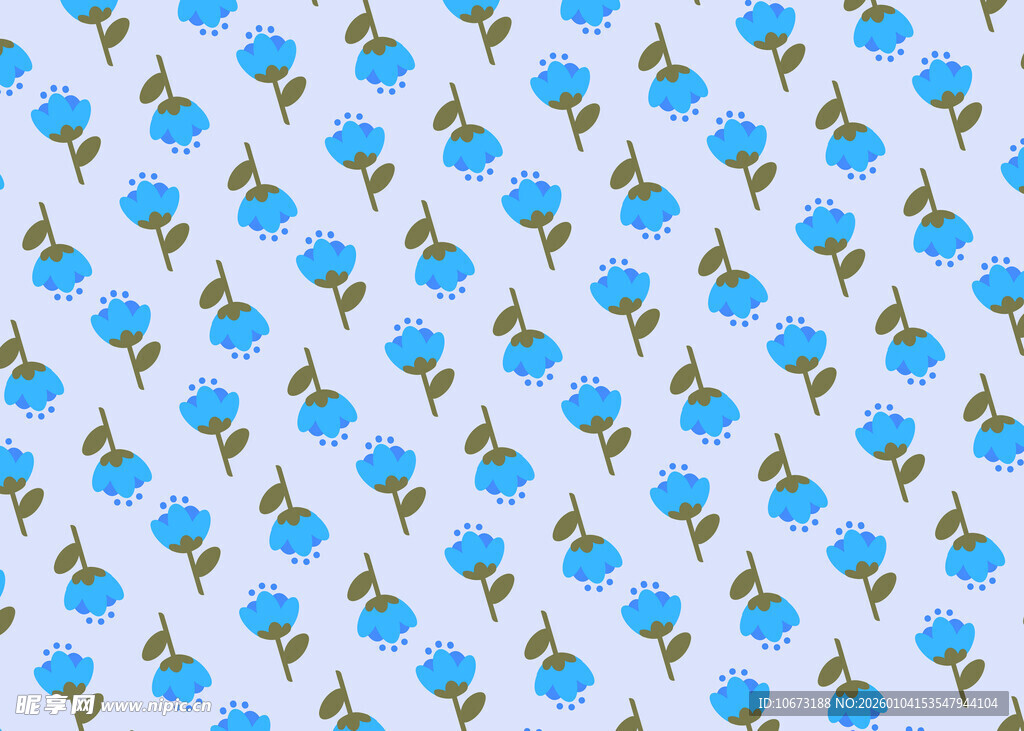 蓝色小花图案背景纹理