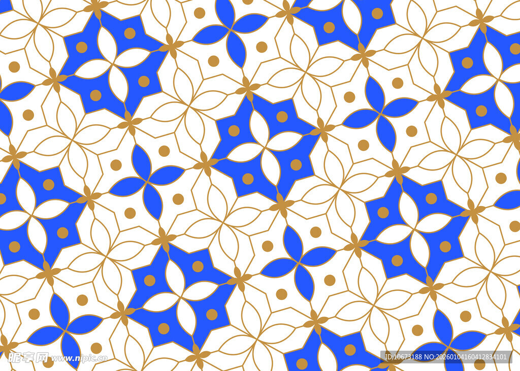 蓝白花卉几何图案纹理