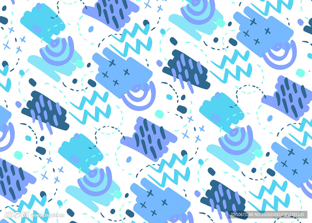 蓝白几何图案无缝背景图