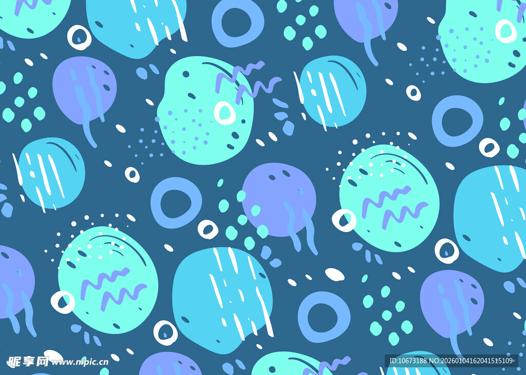 蓝色卡通海洋元素图案