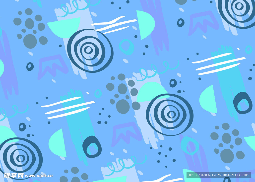 蓝色梦幻动物元素图案设计