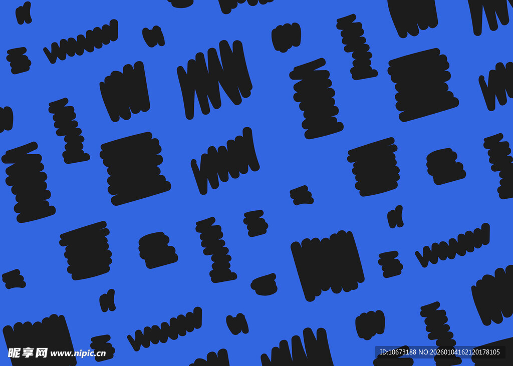 蓝色涂鸦风几何图案背景