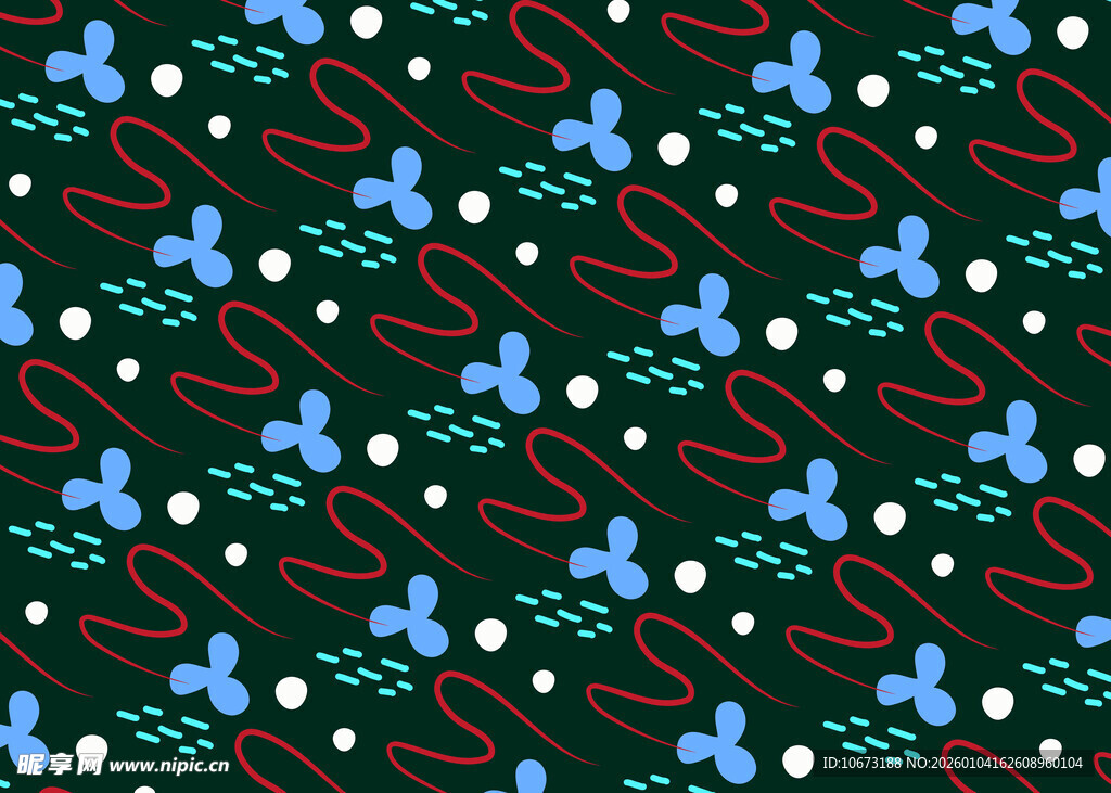 蓝红图案的深色背景花纹