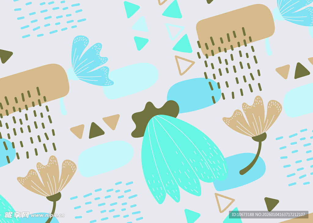 清新几何风植物图案背景