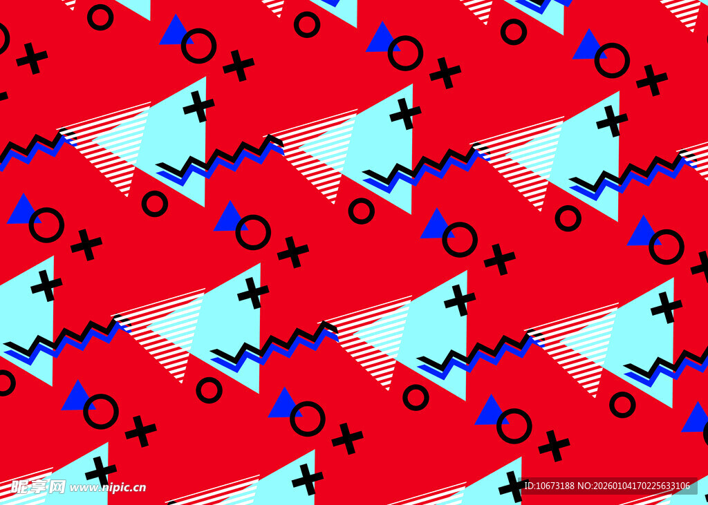 红色底几何图案装饰纹理