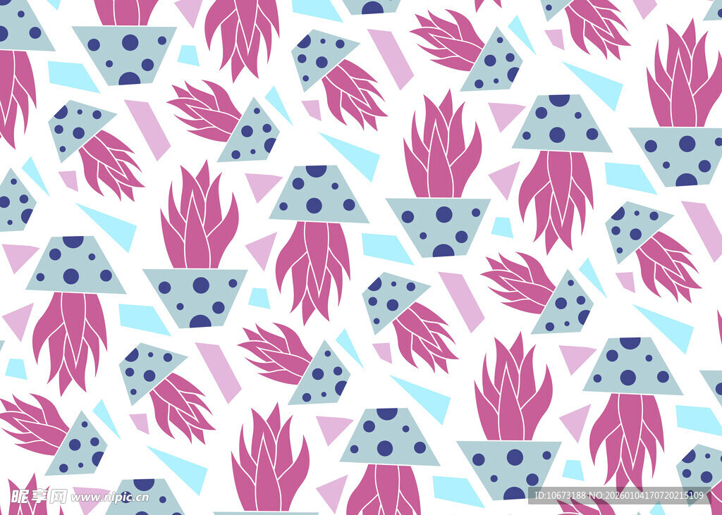 粉色仙人掌图案无缝背景