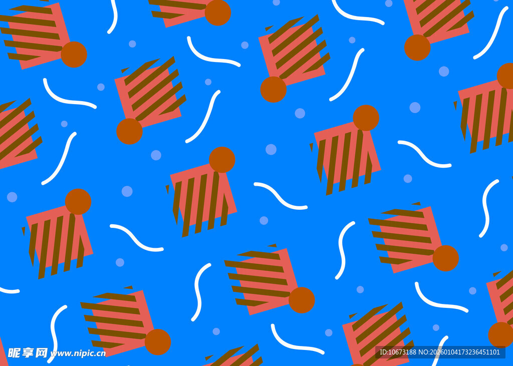 蓝色背景上的多彩图案